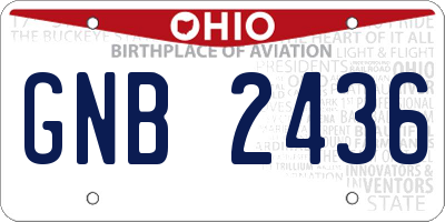 OH license plate GNB2436