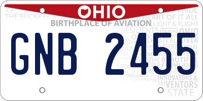 OH license plate GNB2455