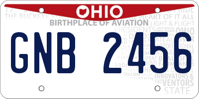 OH license plate GNB2456