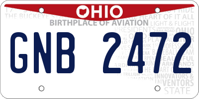 OH license plate GNB2472