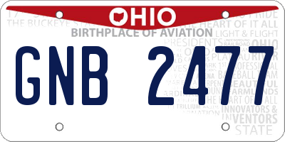 OH license plate GNB2477