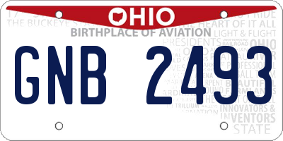 OH license plate GNB2493
