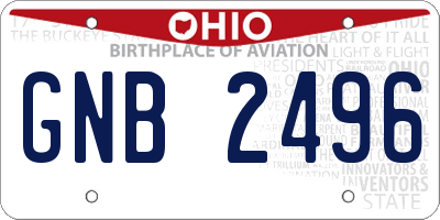 OH license plate GNB2496