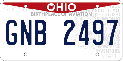 OH license plate GNB2497