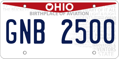 OH license plate GNB2500