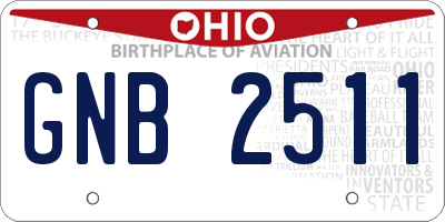 OH license plate GNB2511