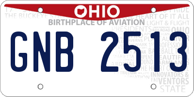 OH license plate GNB2513