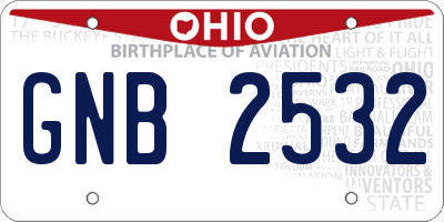 OH license plate GNB2532