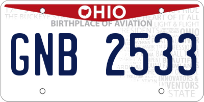 OH license plate GNB2533