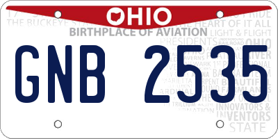 OH license plate GNB2535