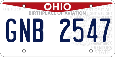 OH license plate GNB2547