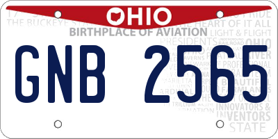 OH license plate GNB2565