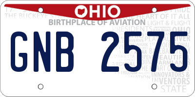 OH license plate GNB2575