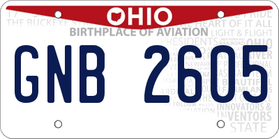 OH license plate GNB2605