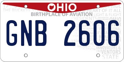 OH license plate GNB2606