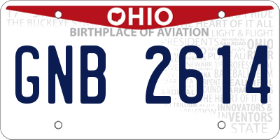 OH license plate GNB2614