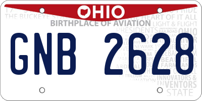 OH license plate GNB2628