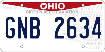 OH license plate GNB2634