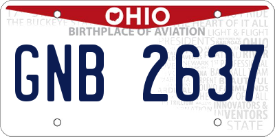 OH license plate GNB2637