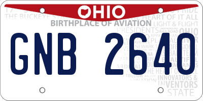 OH license plate GNB2640