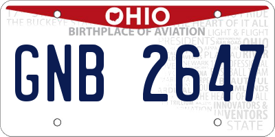 OH license plate GNB2647