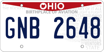 OH license plate GNB2648