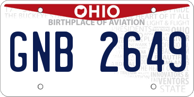 OH license plate GNB2649