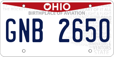 OH license plate GNB2650
