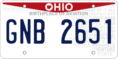 OH license plate GNB2651