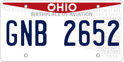 OH license plate GNB2652