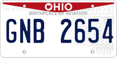 OH license plate GNB2654