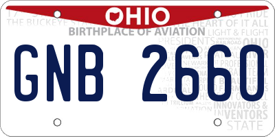 OH license plate GNB2660