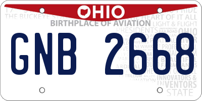 OH license plate GNB2668