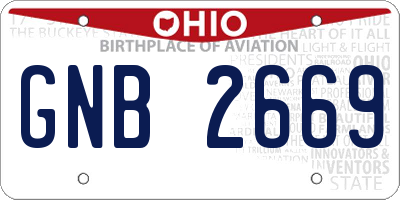 OH license plate GNB2669