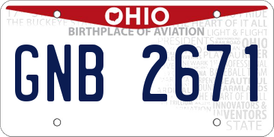 OH license plate GNB2671