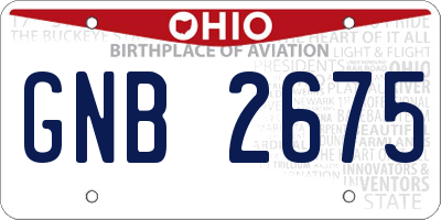 OH license plate GNB2675