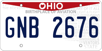 OH license plate GNB2676