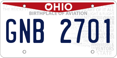 OH license plate GNB2701