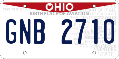 OH license plate GNB2710