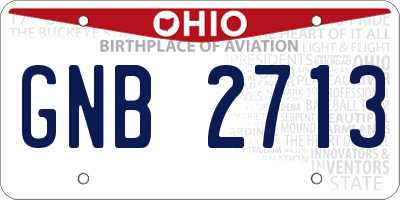 OH license plate GNB2713