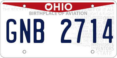 OH license plate GNB2714