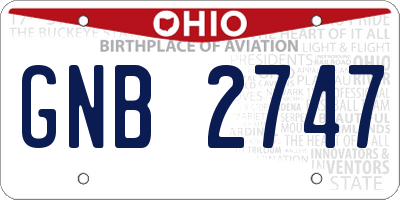OH license plate GNB2747