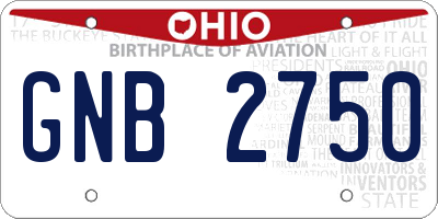 OH license plate GNB2750
