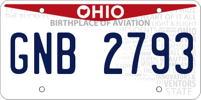 OH license plate GNB2793