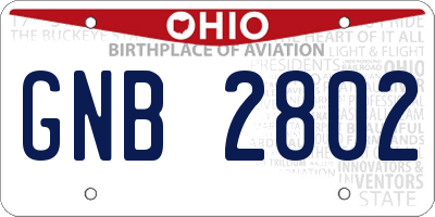OH license plate GNB2802