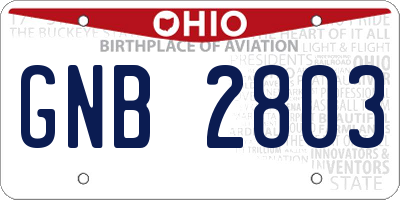 OH license plate GNB2803
