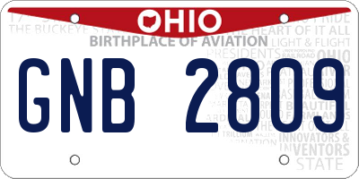 OH license plate GNB2809