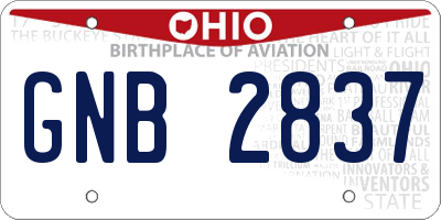 OH license plate GNB2837