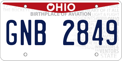 OH license plate GNB2849