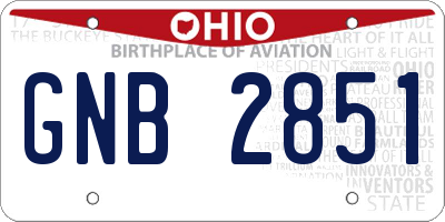 OH license plate GNB2851